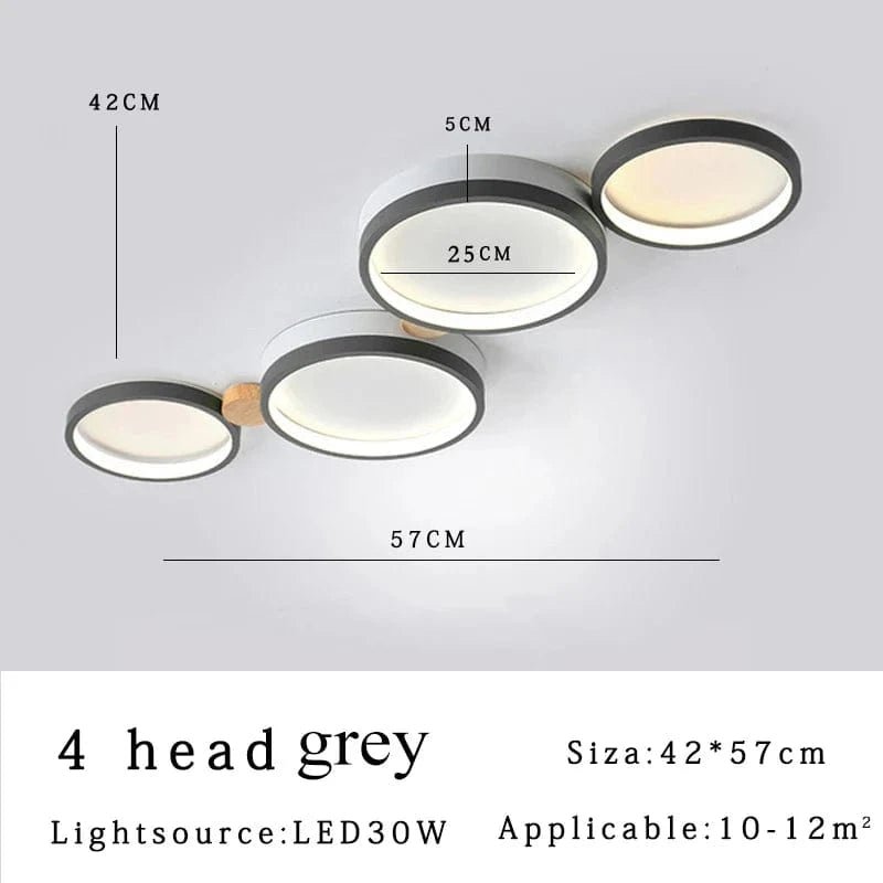 Plafonnier LED Scandinave Chic | Marco Lucetti Gris 4 têtes / CHINE / Lumière 3 couleurs