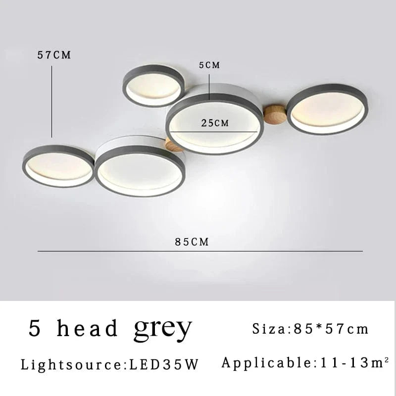 Plafonnier LED Scandinave Chic | Marco Lucetti Gris 5 têtes / CHINE / Lumière 3 couleurs