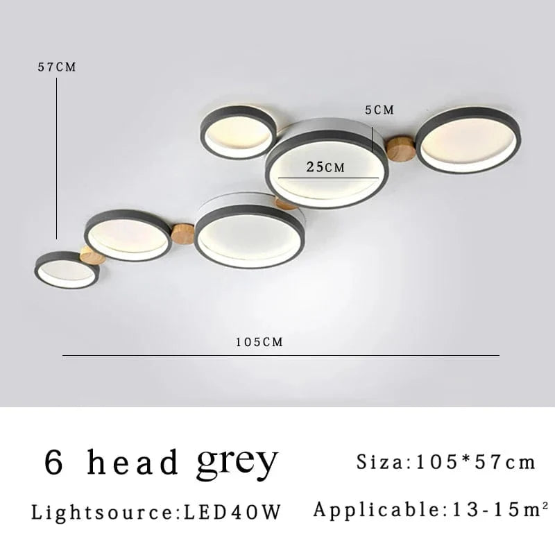 Plafonnier LED Scandinave Chic | Marco Lucetti Gris 6 têtes / CHINE / Lumière 3 couleurs