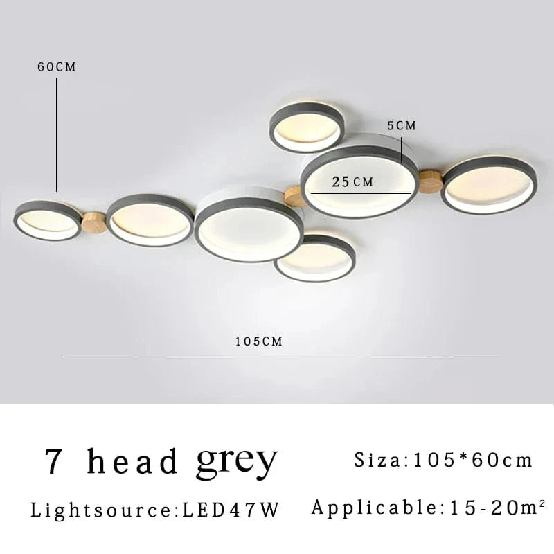 Plafonnier LED Scandinave Chic | Marco Lucetti Gris 7 têtes / CHINE / Lumière 3 couleurs