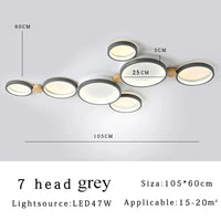 Plafonnier LED Scandinave Chic | Marco Lucetti Gris 7 têtes / CHINE / Lumière 3 couleurs
