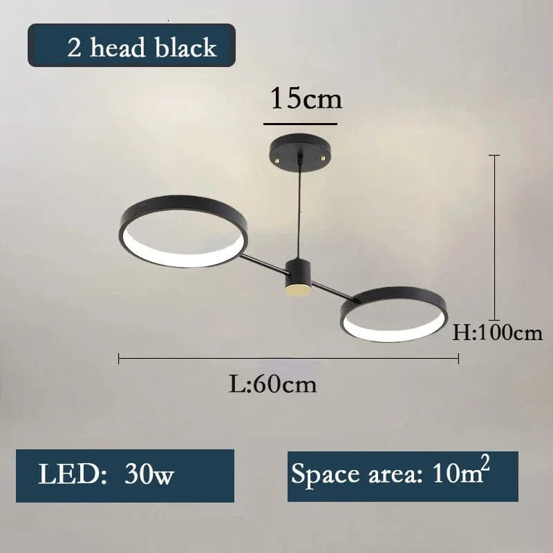 Plafonnier LED Scandinave Chic | Marco Lucetti Noir 2 têtes / CHINE / Lumière 3 couleurs