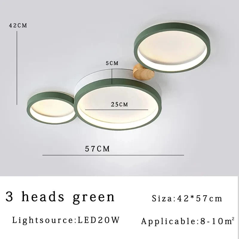 Plafonnier LED Scandinave Chic | Marco Lucetti Vert 3 têtes 1 / CHINE / Lumière 3 couleurs