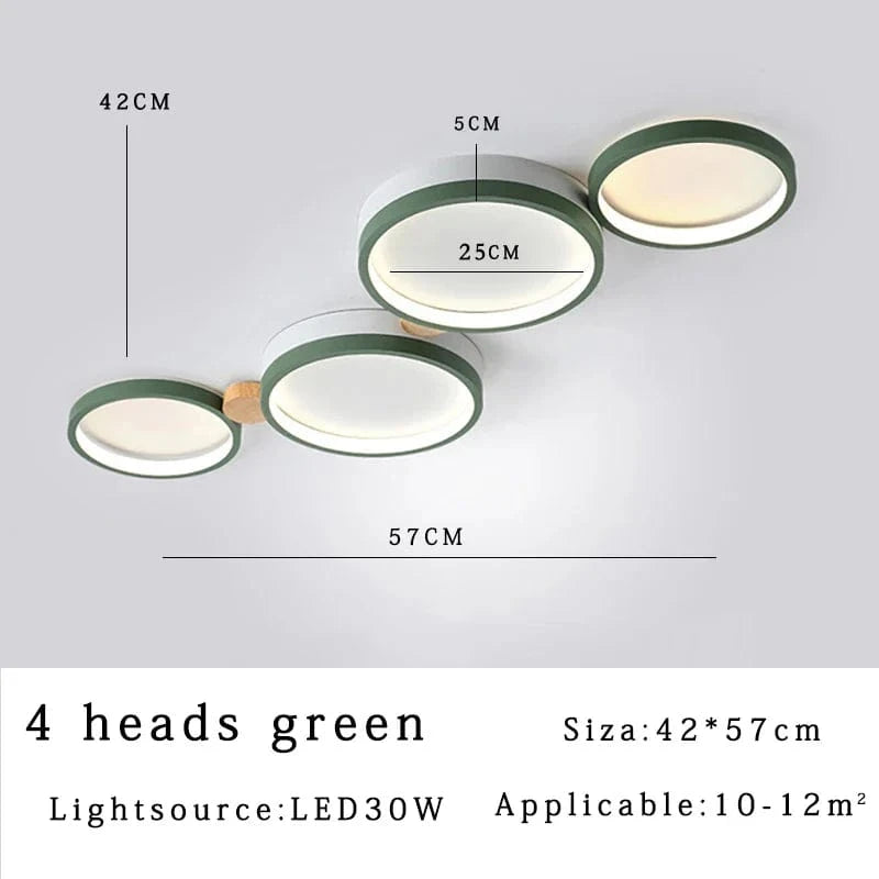 Plafonnier LED Scandinave Chic | Marco Lucetti Vert 4 têtes / CHINE / Lumière 3 couleurs