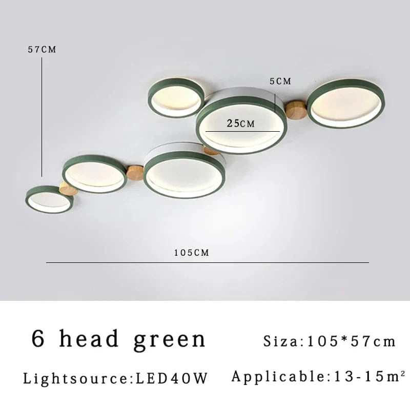 Plafonnier LED Scandinave Chic | Marco Lucetti Vert 6 têtes / CHINE / Lumière 3 couleurs