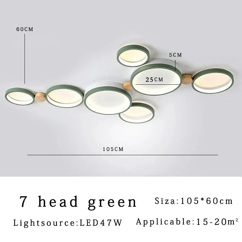 Plafonnier LED Scandinave Chic | Marco Lucetti Vert 7 têtes / CHINE / Lumière 3 couleurs