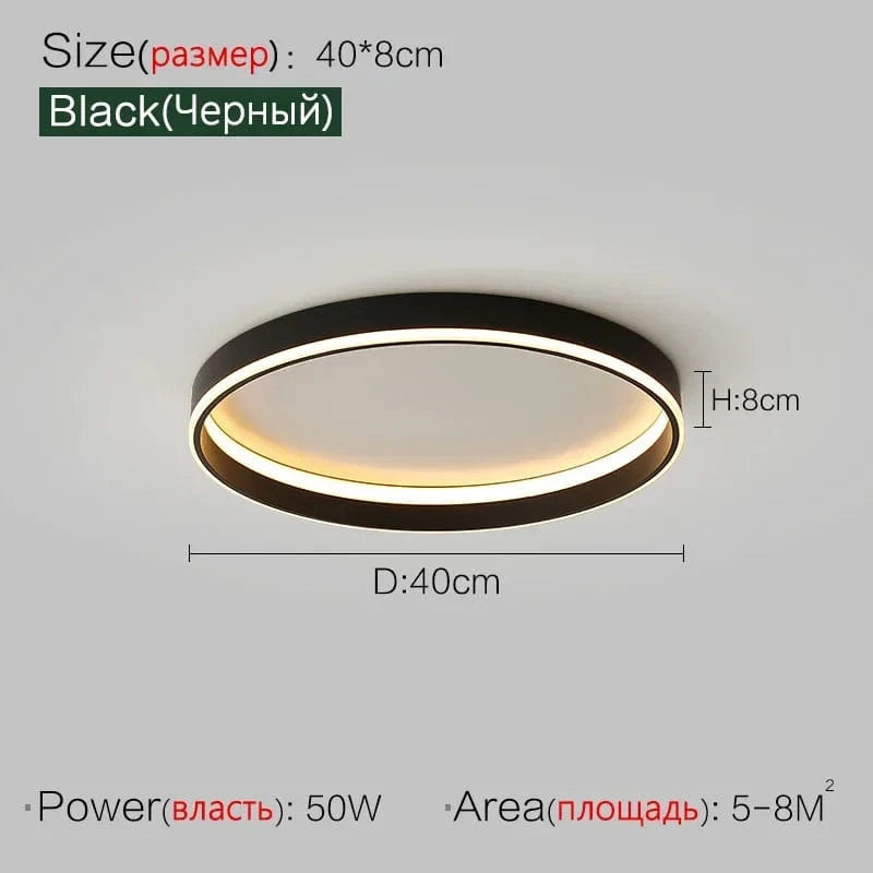 Plafonnier LED Scandinave Rond pour Intérieur | Marco Lucetti Noir D40cm / Blanc chaud (3000k)