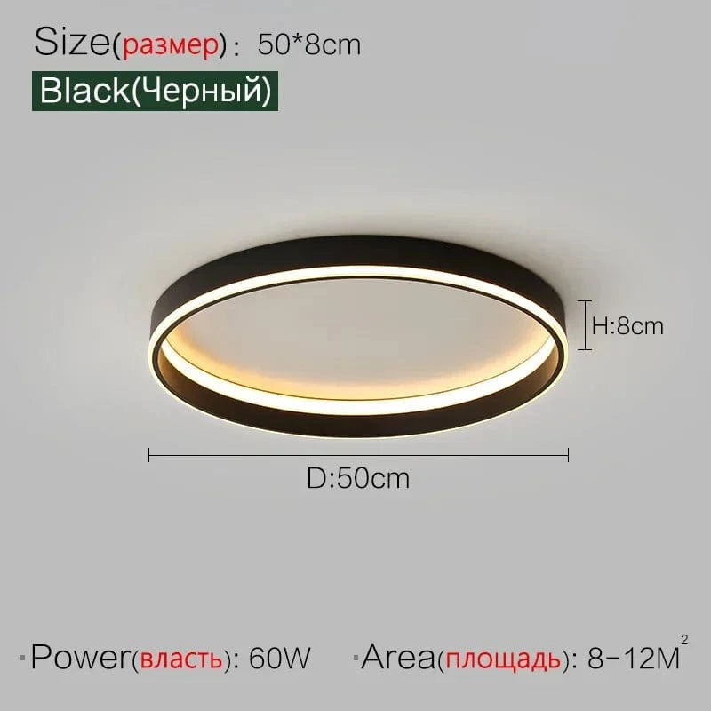 Plafonnier LED Scandinave Rond pour Intérieur | Marco Lucetti Noir D50cm / Gradation à distance
