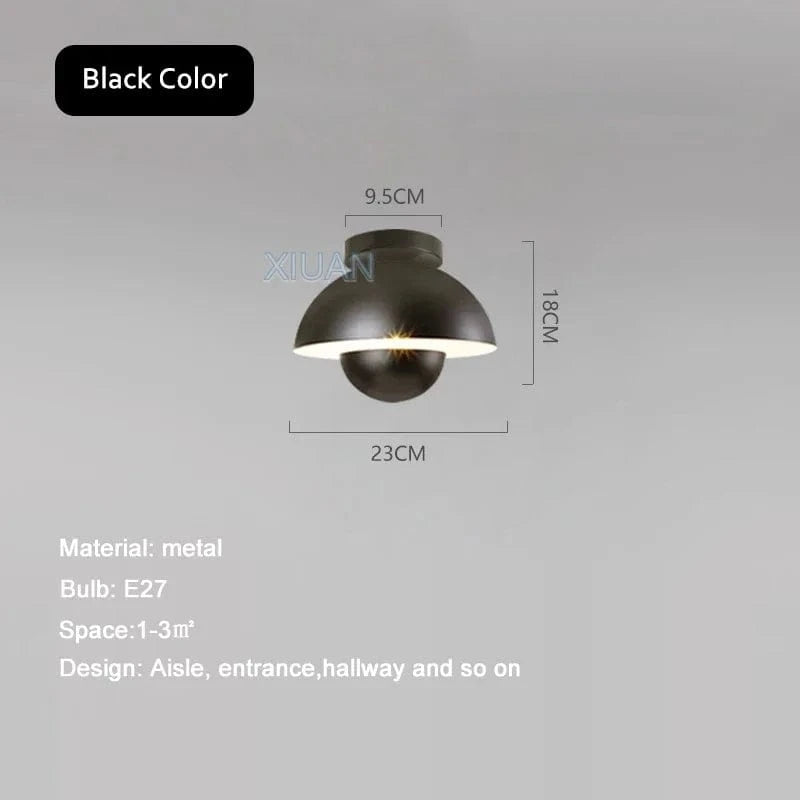 Plafonnier LED Semi-Circulaire Moderne pour Allée, Balcon et Escalier | Marco Lucetti Noir / Lumière blanche