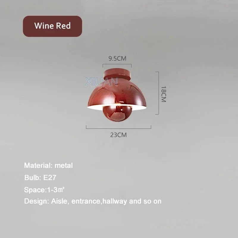 Plafonnier LED Semi-Circulaire Moderne pour Allée, Balcon et Escalier | Marco Lucetti Vin rouge / Lumière blanche