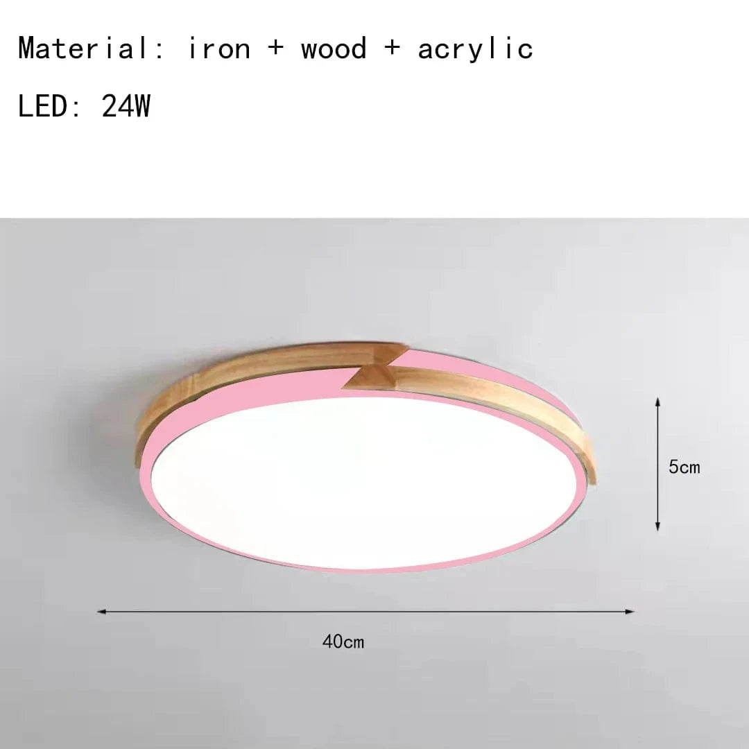 Plafonnier LED Signify ultra-mince avec intensité variable en bois | Marco Lucetti 40 cm-rose / Lumière chaude