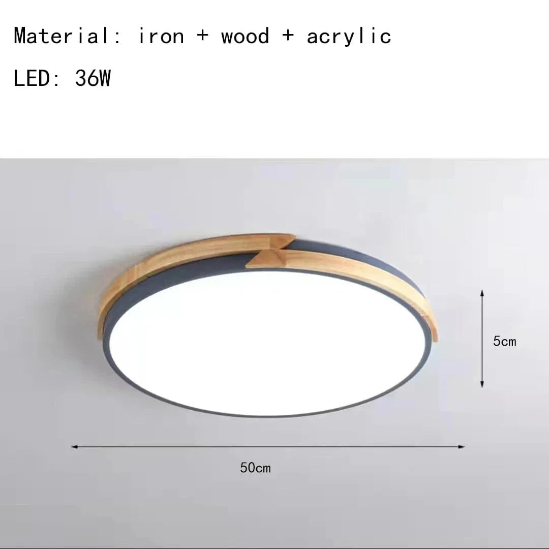 Plafonnier LED Signify ultra-mince avec intensité variable en bois | Marco Lucetti 50 cm-gris / Lumière chaude