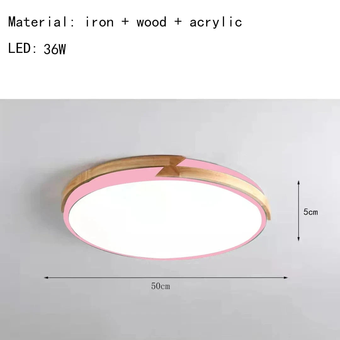 Plafonnier LED Signify ultra-mince avec intensité variable en bois | Marco Lucetti 50 cm-rose / Lumière chaude