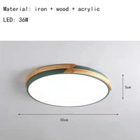 Plafonnier LED Signify ultra-mince avec intensité variable en bois | Marco Lucetti 50cm-Vert / Lumière chaude