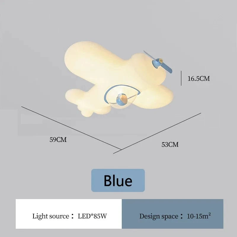 Plafonnier LED "Sky Kids" en forme d'avion pour chambre d'enfants | Marco Lucetti Bleu / Gradation RC