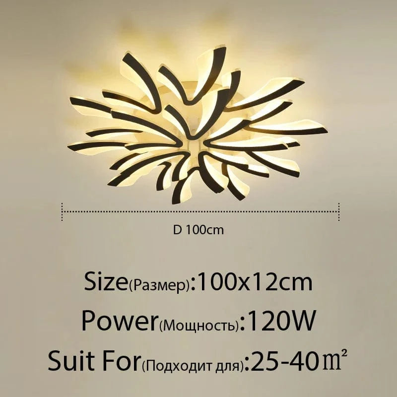 Plafonnier LED Smart en acrylique | Marco Lucetti Noir 100cm 15 Têtes