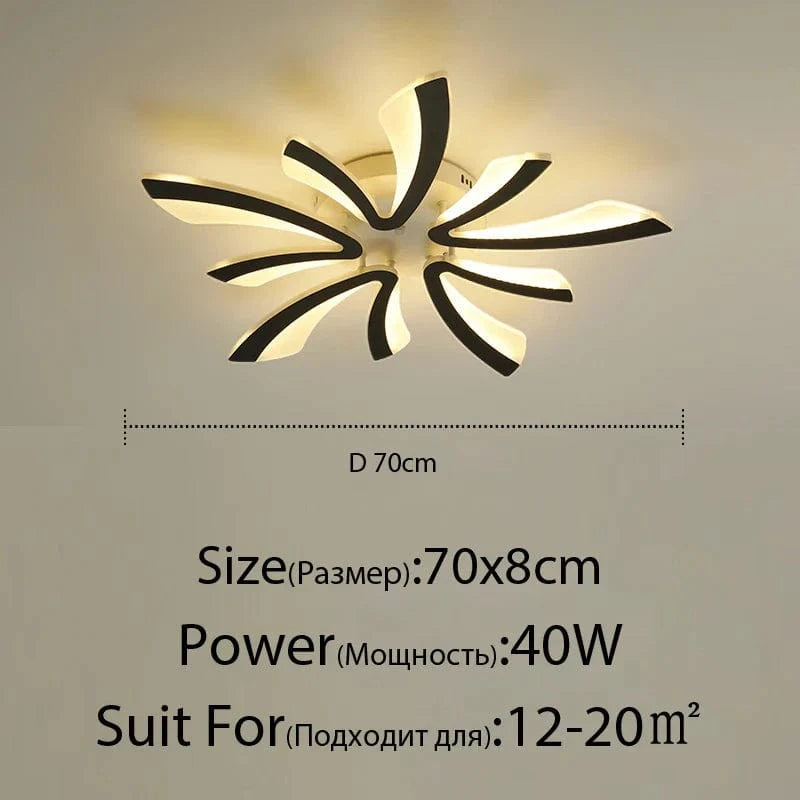 Plafonnier LED Smart en acrylique | Marco Lucetti Noir 70cm 5 têtes
