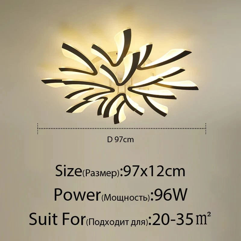 Plafonnier LED Smart en acrylique | Marco Lucetti Noir 97cm 12 Têtes