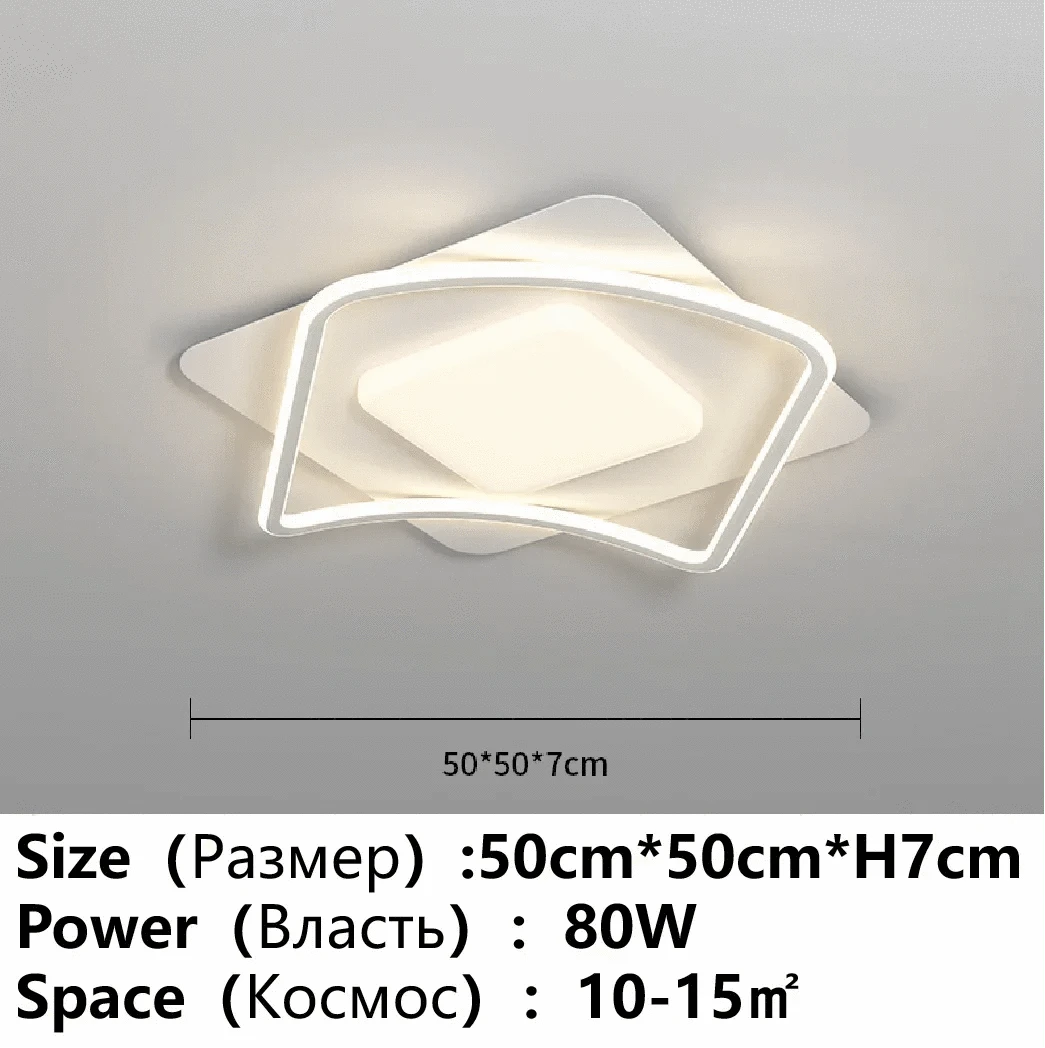 Plafonnier LED Smart pour maison et chambre, compatible salon, enfants, étude et cuisine | Marco Lucetti Carré croisé 50cm / Promesse avec télécommande