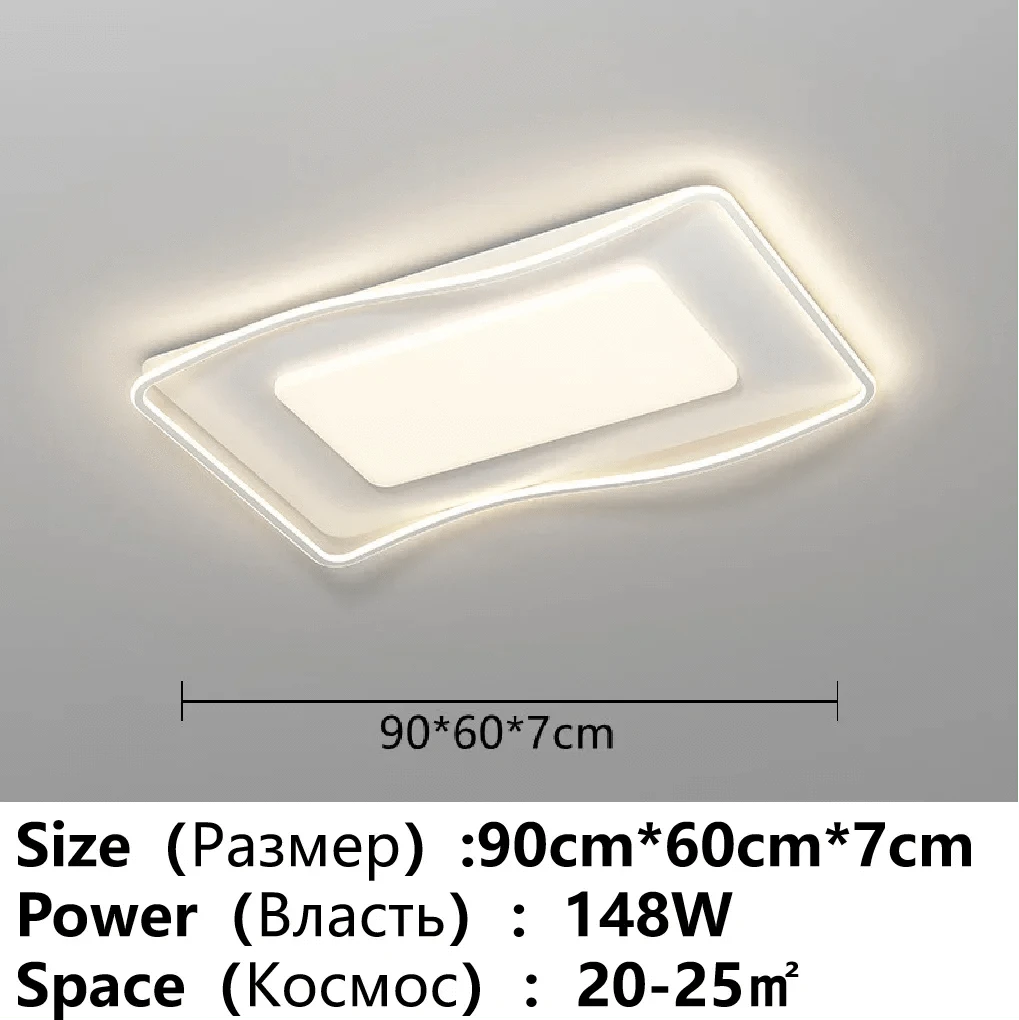 Plafonnier LED Smart pour maison et chambre, compatible salon, enfants, étude et cuisine | Marco Lucetti Rectangulaire 90cm / Promesse avec télécommande