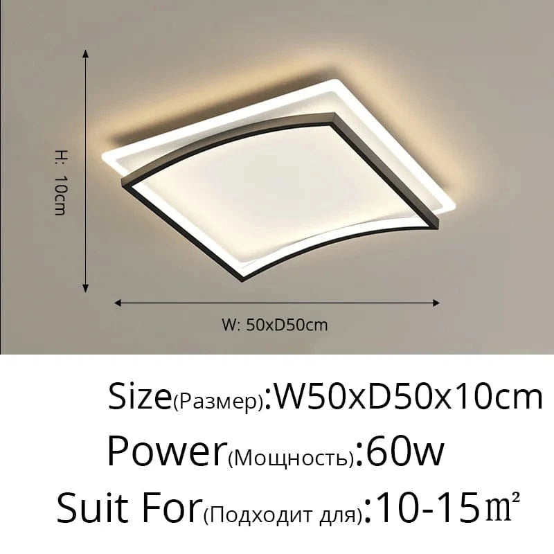 Plafonnier LED Smart Square : intensité réglable avec télécommande | Marco Lucetti Noir 60W 50x50x10cm / Blanc froid, pas de télécommande