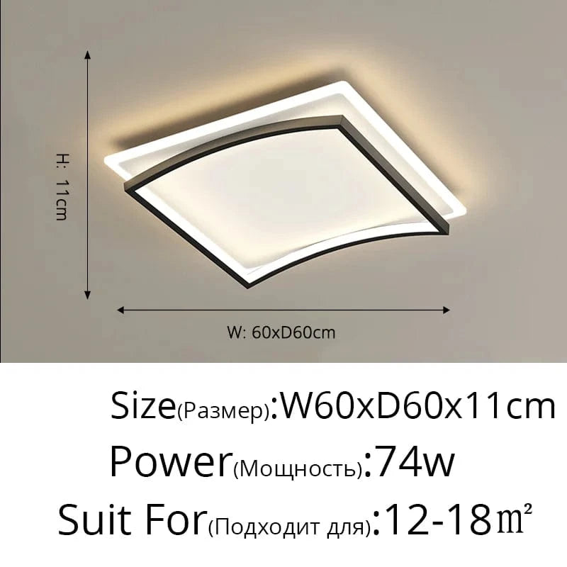 Plafonnier LED Smart Square : intensité réglable avec télécommande | Marco Lucetti Noir 74W 60x60x11cm / Luminosité variable