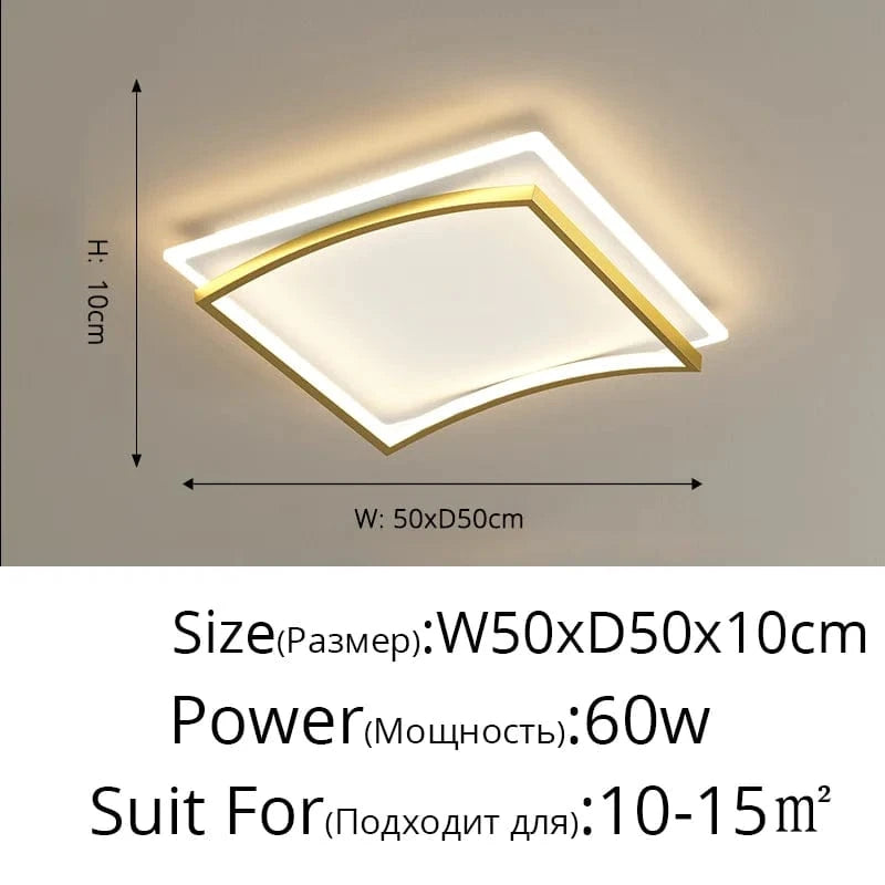 Plafonnier LED Smart Square : intensité réglable avec télécommande | Marco Lucetti Or 60W 50x50x10cm / Luminosité variable