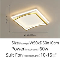 Plafonnier LED Smart Square : intensité réglable avec télécommande | Marco Lucetti Or 60W 50x50x10cm / Luminosité variable