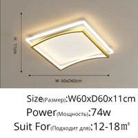 Plafonnier LED Smart Square : intensité réglable avec télécommande | Marco Lucetti Or 74W 60x60x11cm / 3 couleurs sans télécommande