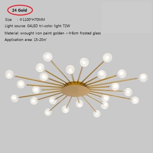 Plafonnier LED Soleil Janira | Marco Lucetti 110V / A - Doré - 24 ampoules / Chaude