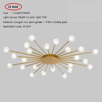 Plafonnier LED Soleil Janira | Marco Lucetti 110V / A - Doré - 24 ampoules / Chaude