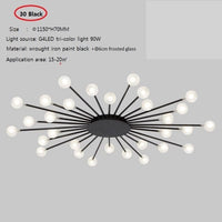 Plafonnier LED Soleil Janira | Marco Lucetti 110V / A - Noir - 30 ampoules / Chaude