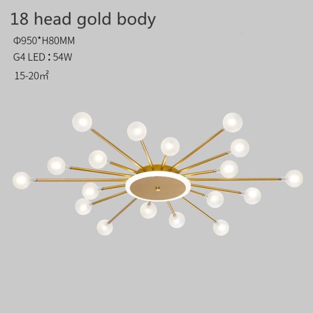 Plafonnier LED Soleil Janira | Marco Lucetti 110V / B - Doré - 18 ampoules / Chaude