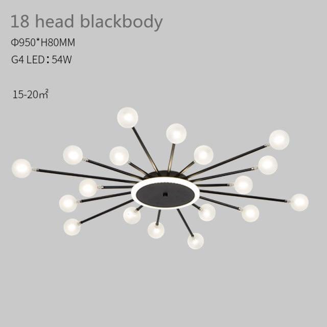 Plafonnier LED Soleil Janira | Marco Lucetti 110V / B - Noir - 18 ampoules / Chaude