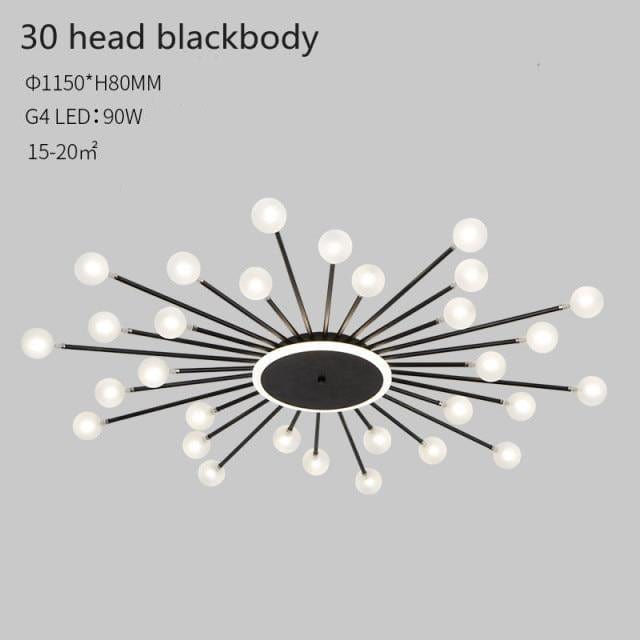 Plafonnier LED Soleil Janira | Marco Lucetti 110V / B - Noir - 30 ampoules / Chaude