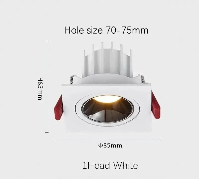 Plafonnier Led Spot Intégré avec Contrôle d'Intensité | Marco Lucetti 1 tête Blanc / Non dimmable / Lumière neutre | 12W