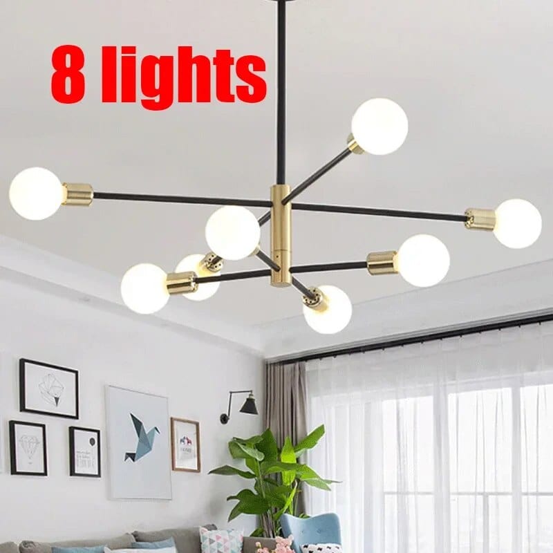 Plafonnier LED Spoutnik Noir - Style Nordique Moderne | Marco Lucetti A 8 Lumières / Lumière chaude