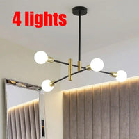 Plafonnier LED Spoutnik Noir - Style Nordique Moderne | Marco Lucetti B 4 Lumières / Lumière chaude