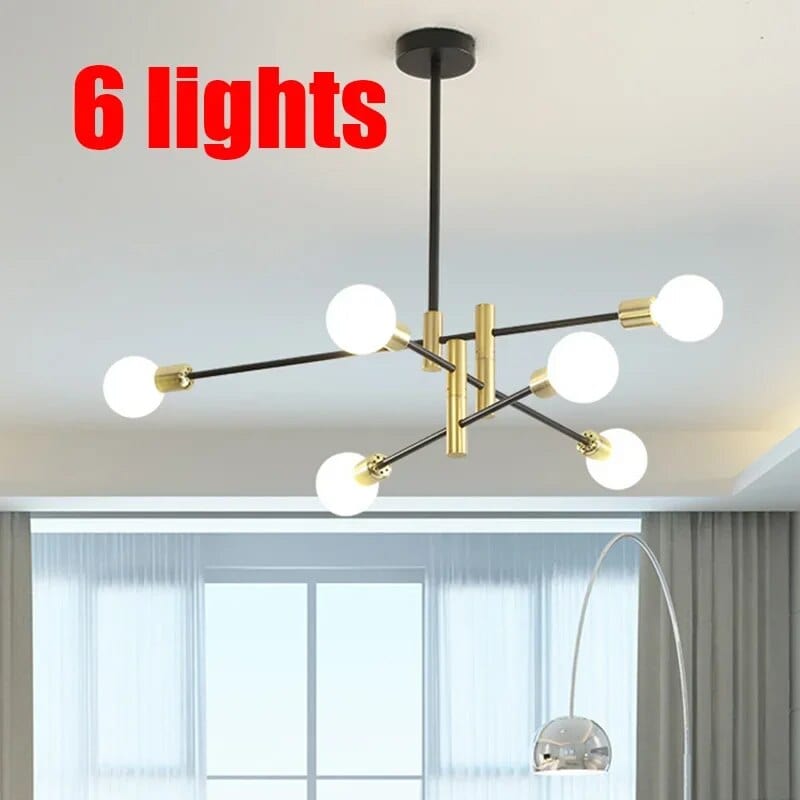 Plafonnier LED Spoutnik Noir - Style Nordique Moderne | Marco Lucetti B 6 Lumières / Lumière chaude