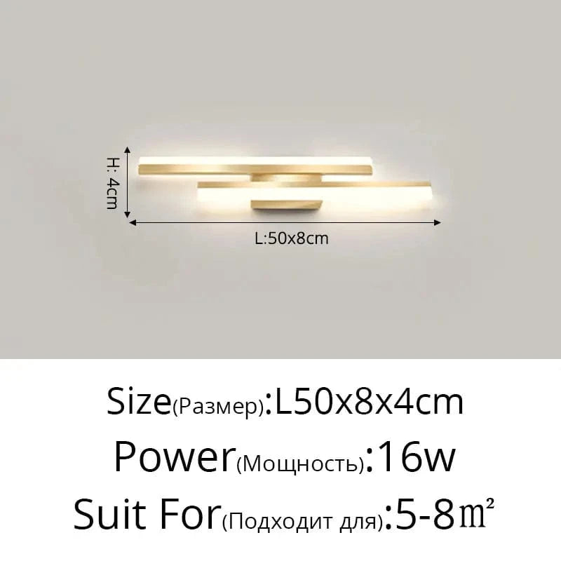 Plafonnier LED Strip | Marco Lucetti Doré 2 têtes 50cm / Blanc froid