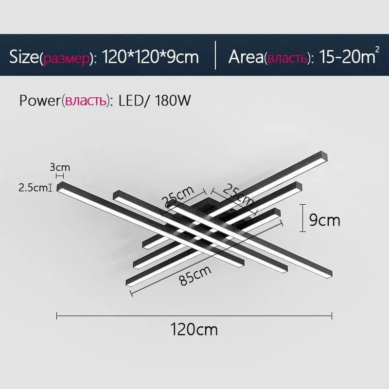 Plafonnier LED Strip | Marco Lucetti Noir 6 têtes 120cm / Blanc froid