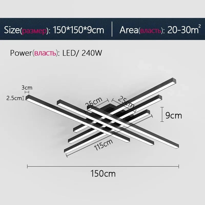 Plafonnier LED Strip | Marco Lucetti Noir 6 têtes 150cm / Blanc froid