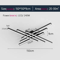 Plafonnier LED Strip | Marco Lucetti Noir 6 têtes 150cm / Blanc froid