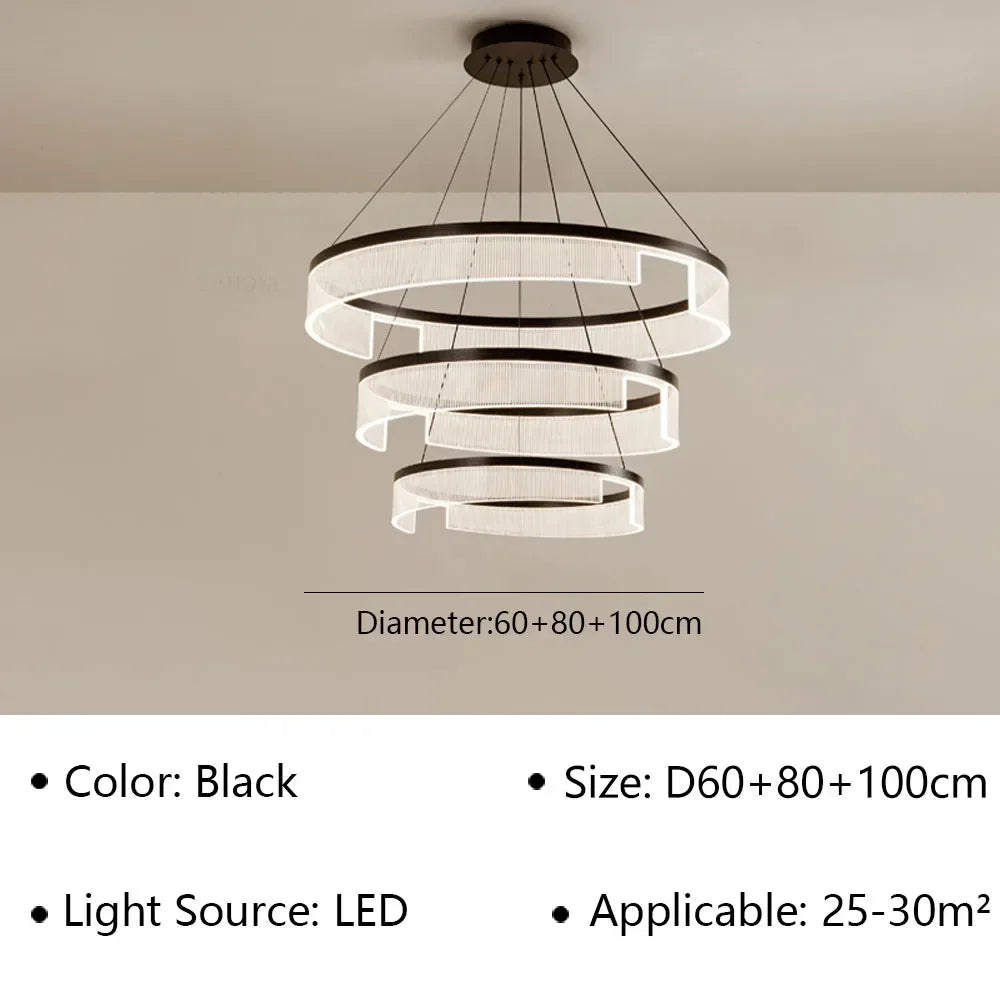 Lustre LED Anneaux Suspendu Nordique Moderne