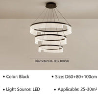Lustre LED Anneaux Suspendu Nordique Moderne