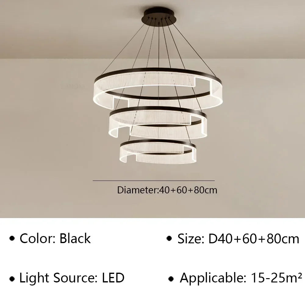Lustre LED Anneaux Suspendu Nordique Moderne