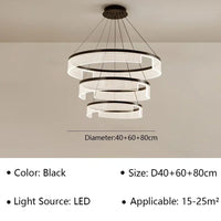 Lustre LED Anneaux Suspendu Nordique Moderne