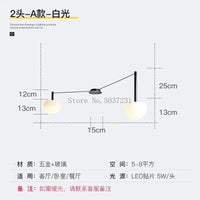 Plafonnier LED Suspendu Design Nordique Moderne Minimaliste Éclairage Artistique de Luxe | Marco Lucetti A 2 têtes / Blanc froid