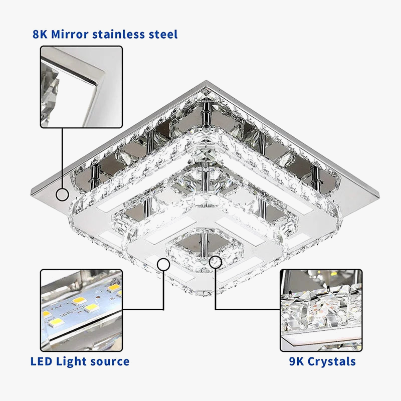 Plafonnier LED suspendu en cristal - Design nordique simpliste et moderne