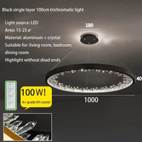 Plafonnier LED suspendu en cristal de luxe - Design moderne | Marco Lucetti Noir-DIA1000mm / Lumière chaude